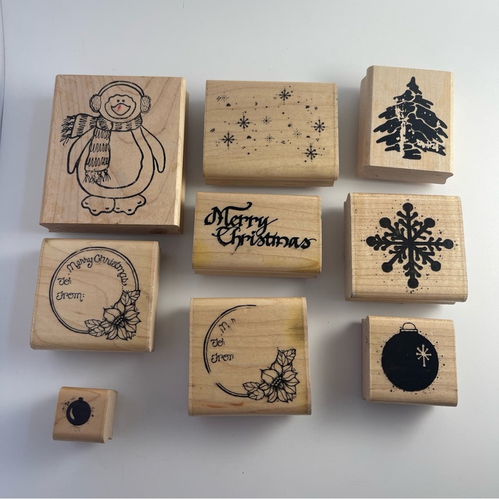 Christmas Theme Rubber Stamps set of 9